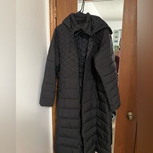 Women's Quilted Long Coat - Black